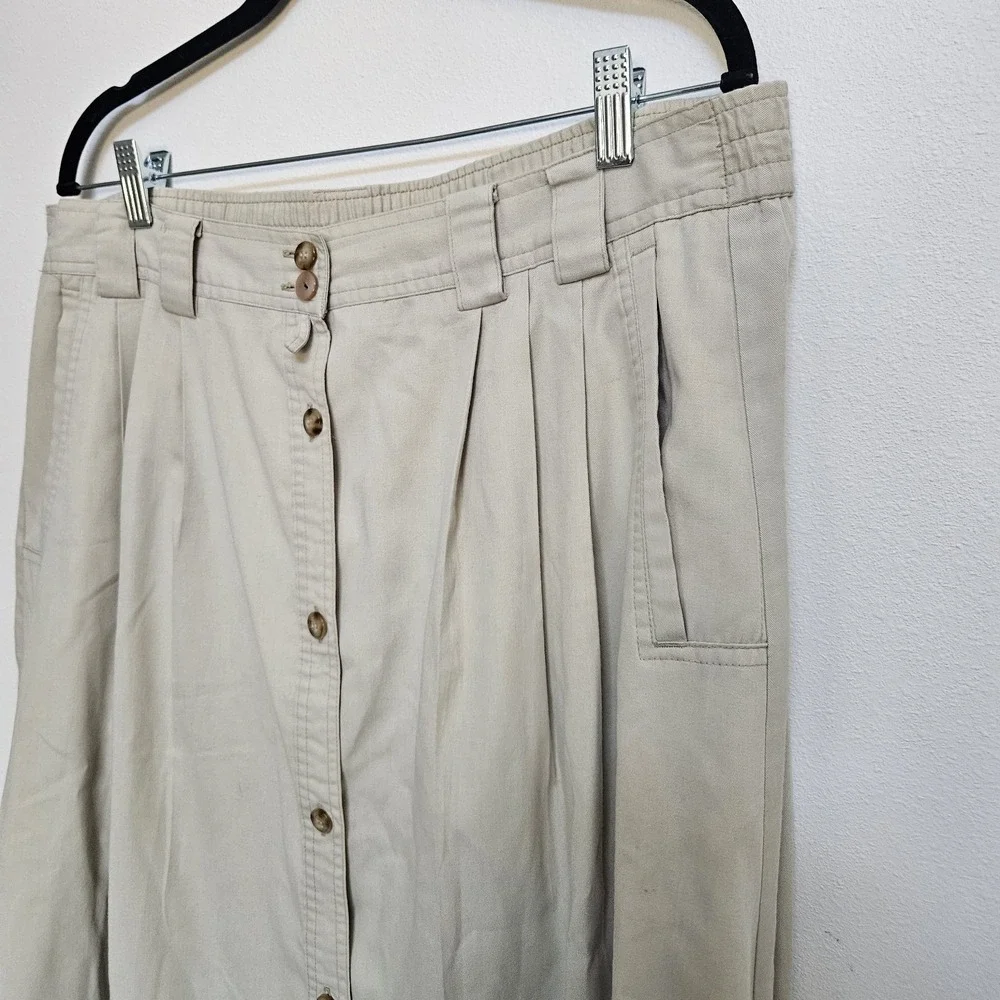 Vtg 80s Silvercord Women's 16 Skirt Belted Button Front Pleated